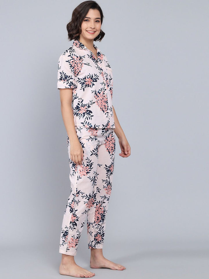 SANSKRUTIHOMES Women Printed Pure Cotton Night Suits