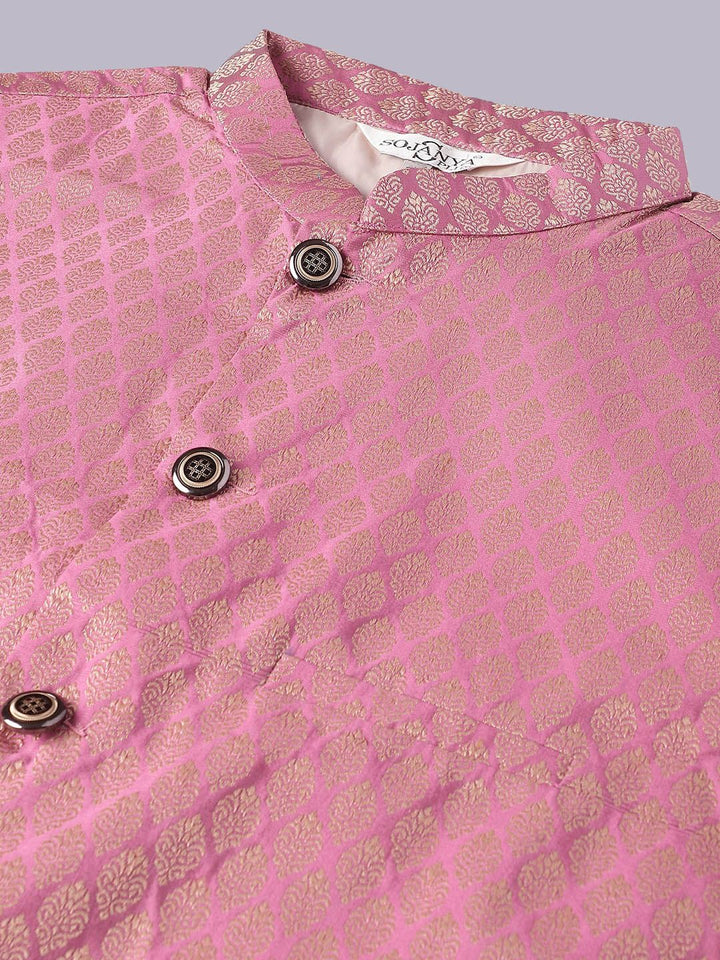 SOJANYA PLUS Ethnic Motifs Woven Design Kurta With Pyjamas & Nehru Jacket