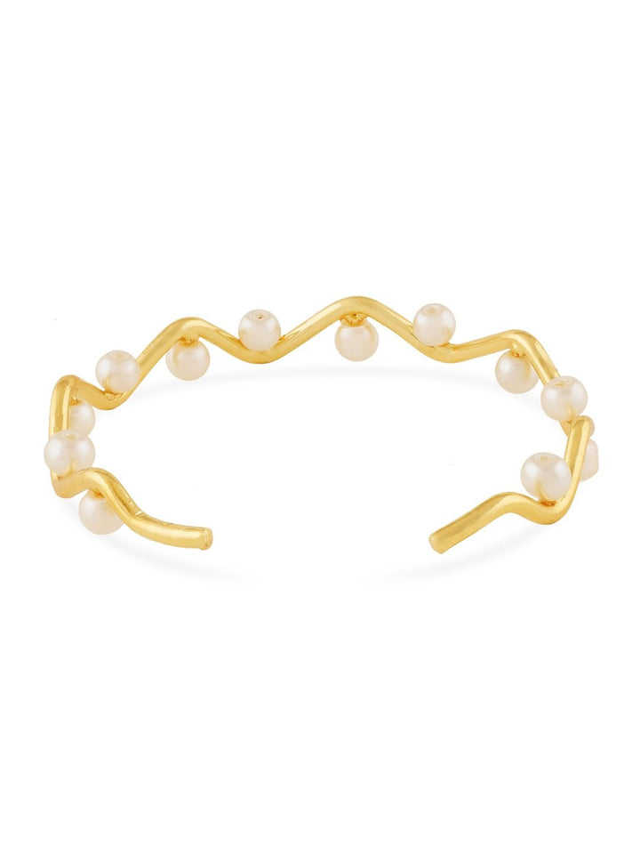 Zaveri Pearls Studded Gold-Plated Cuff Bracelet