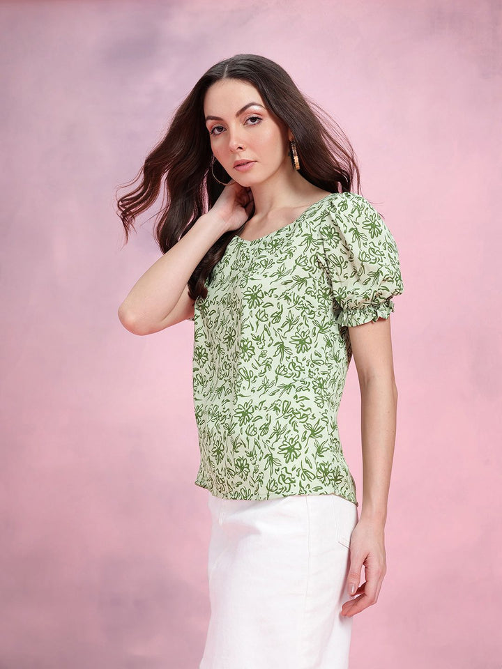 DressBerry Floral Print Puff Sleeve Top