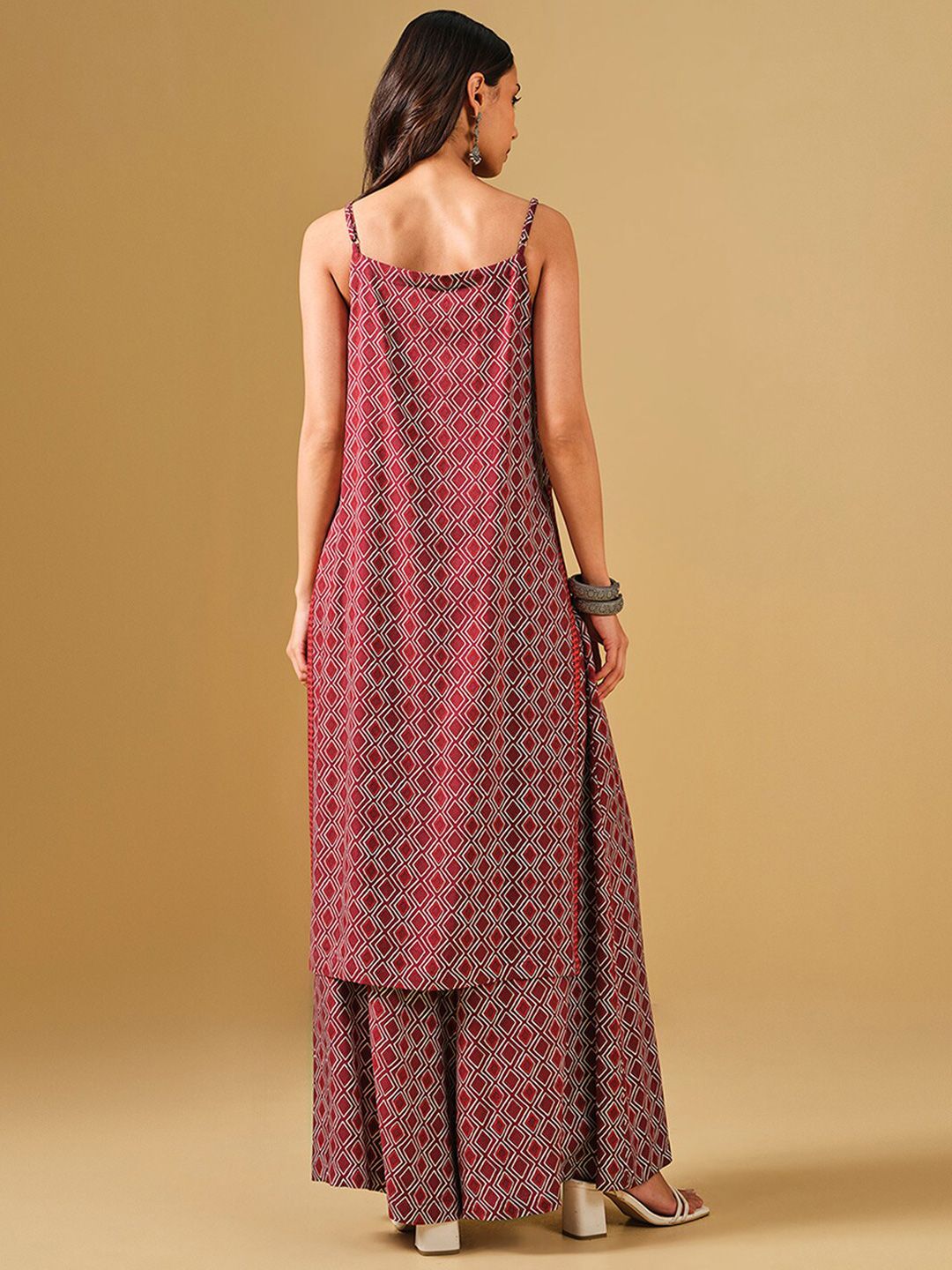 Global Desi Geometric Printed Straight Kurta With Palazzo