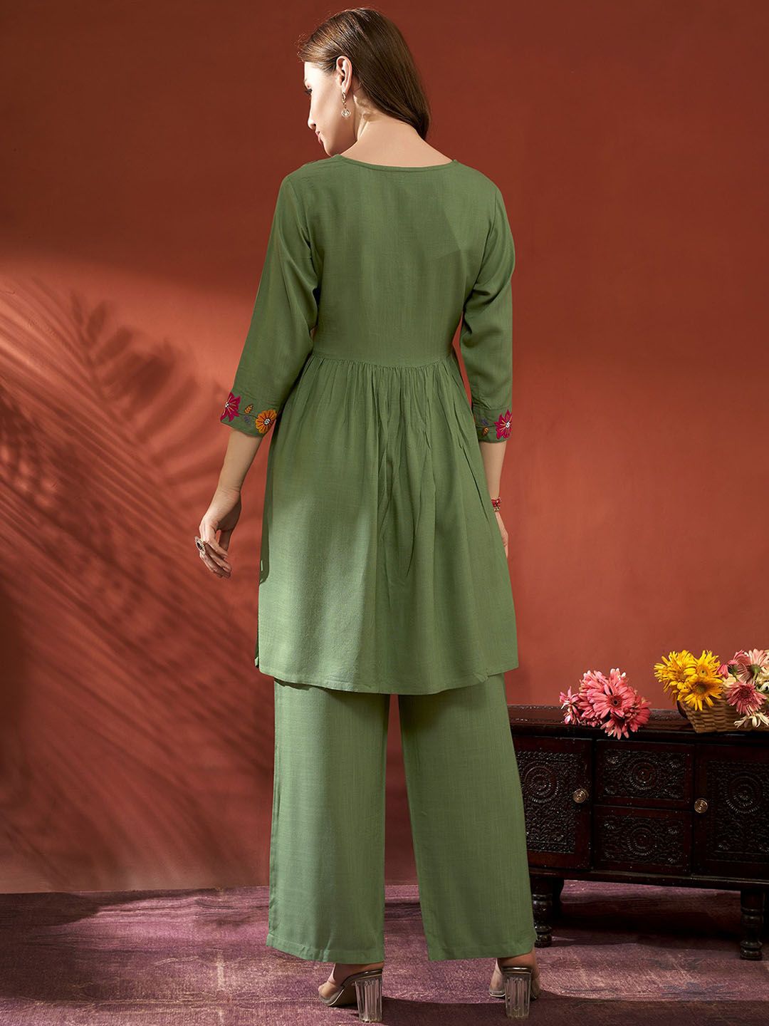 Anouk Embroidered Tunic With Palazzos Co-Ords
