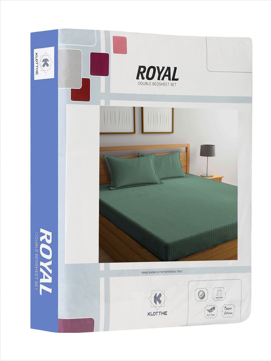 KLOTTHE Green Striped Cotton 300 TC King Fine Bedsheet with 2 Pillow Covers-98 x 87 inches