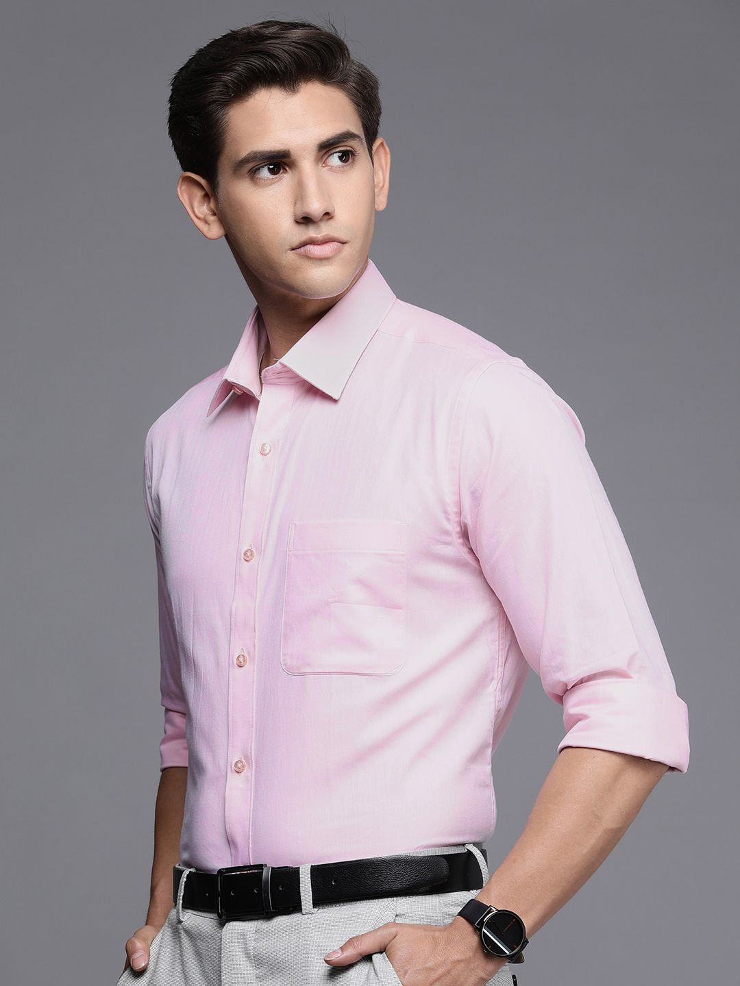 Raymond Self Design Pure Cotton Slim Fit Opaque Formal Shirt