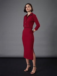 SASSAFRAS worklyf Shirt Collar Sheath Midi Dress