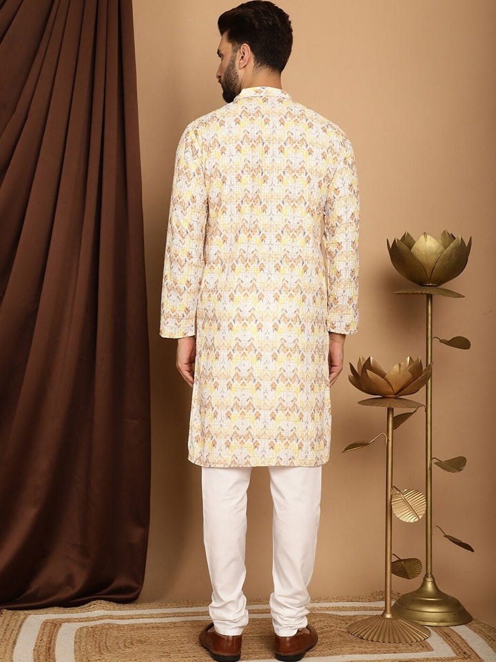 SOJANYA Floral Embroidered Thread Work Pure Cotton Straight Kurta with Churidar