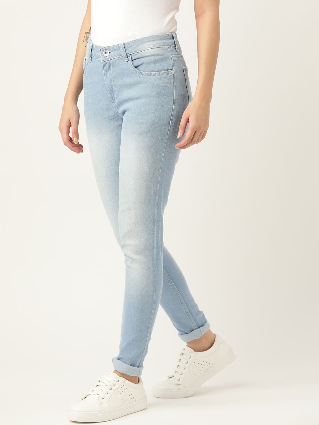 ether Women Blue Skinny Fit Light Fade Stretchable Jeans