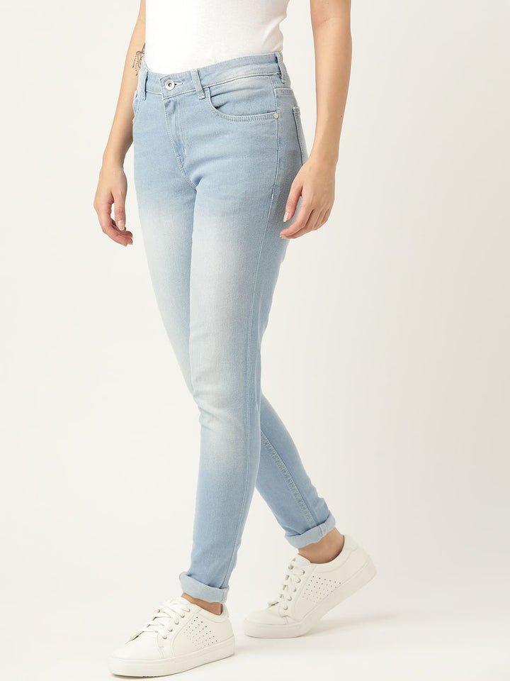 ether Women Blue Skinny Fit Light Fade Stretchable Jeans