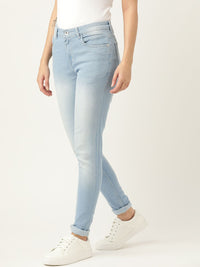 ether Women Blue Skinny Fit Light Fade Stretchable Jeans