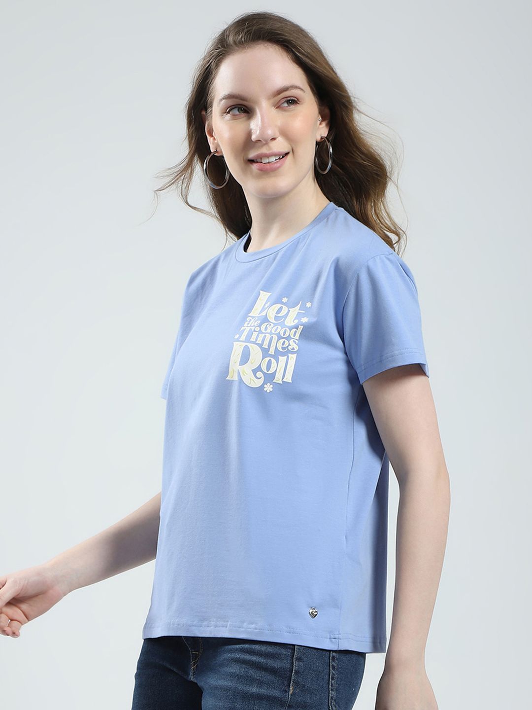 Monte Carlo Typography Printed Drop-Shoulder Sleeves Relaxed Fit T-shirt