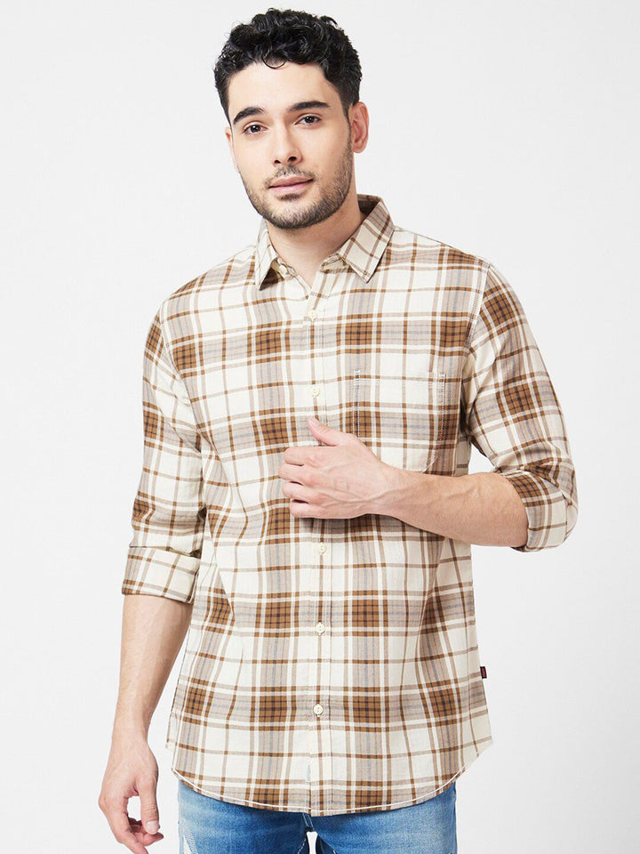 Spykar Classic Tartan memeriksa baju kasta Kain