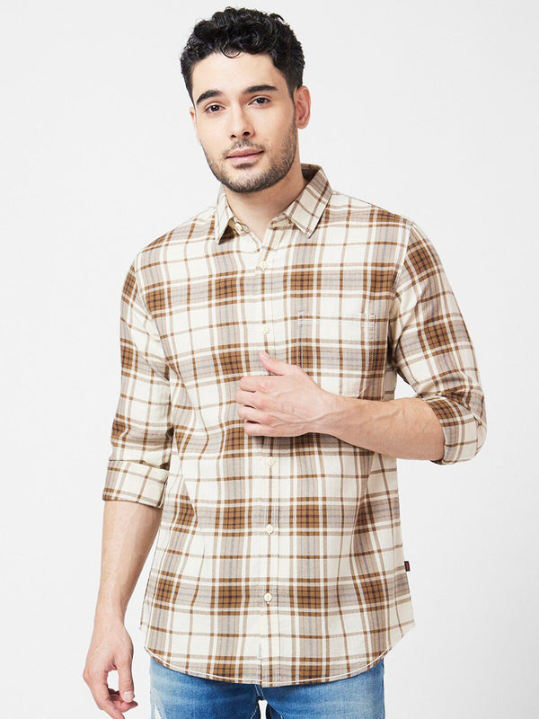 SPYKAR Classic Tartan Checked Opaque Cotton Casual Shirt