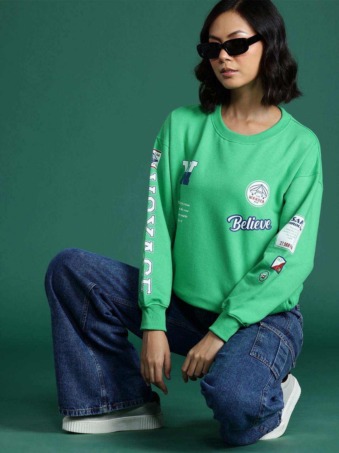 DressBerry Typography Printed Drop-Shoulder Sleeve Sweatshirt