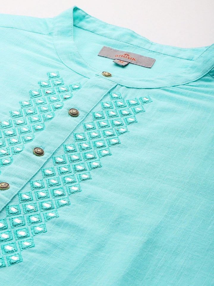 Anouk Mirror Embellished Pure Cotton Kurta Set