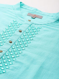 Anouk Mirror Embellished Pure Cotton Kurta Set
