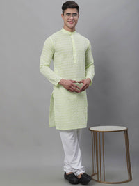 SOJANYA Geometric Embroidered Chikankari Pure Cotton Kurta With Churidar