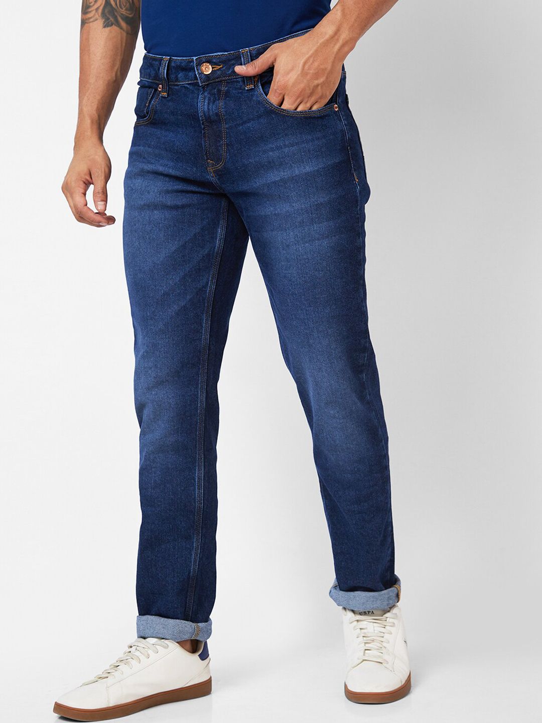 SPYKAR Men Mid Rise Heavy Fade Jeans