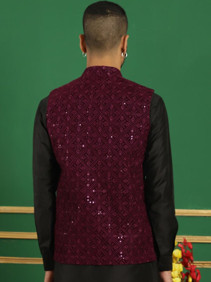Jompers Embroidered Mandarin Collar Nehru Jackets