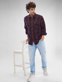 SPYKAR Men Slim Fit Opaque Checked Spread Collar Casual Shirt