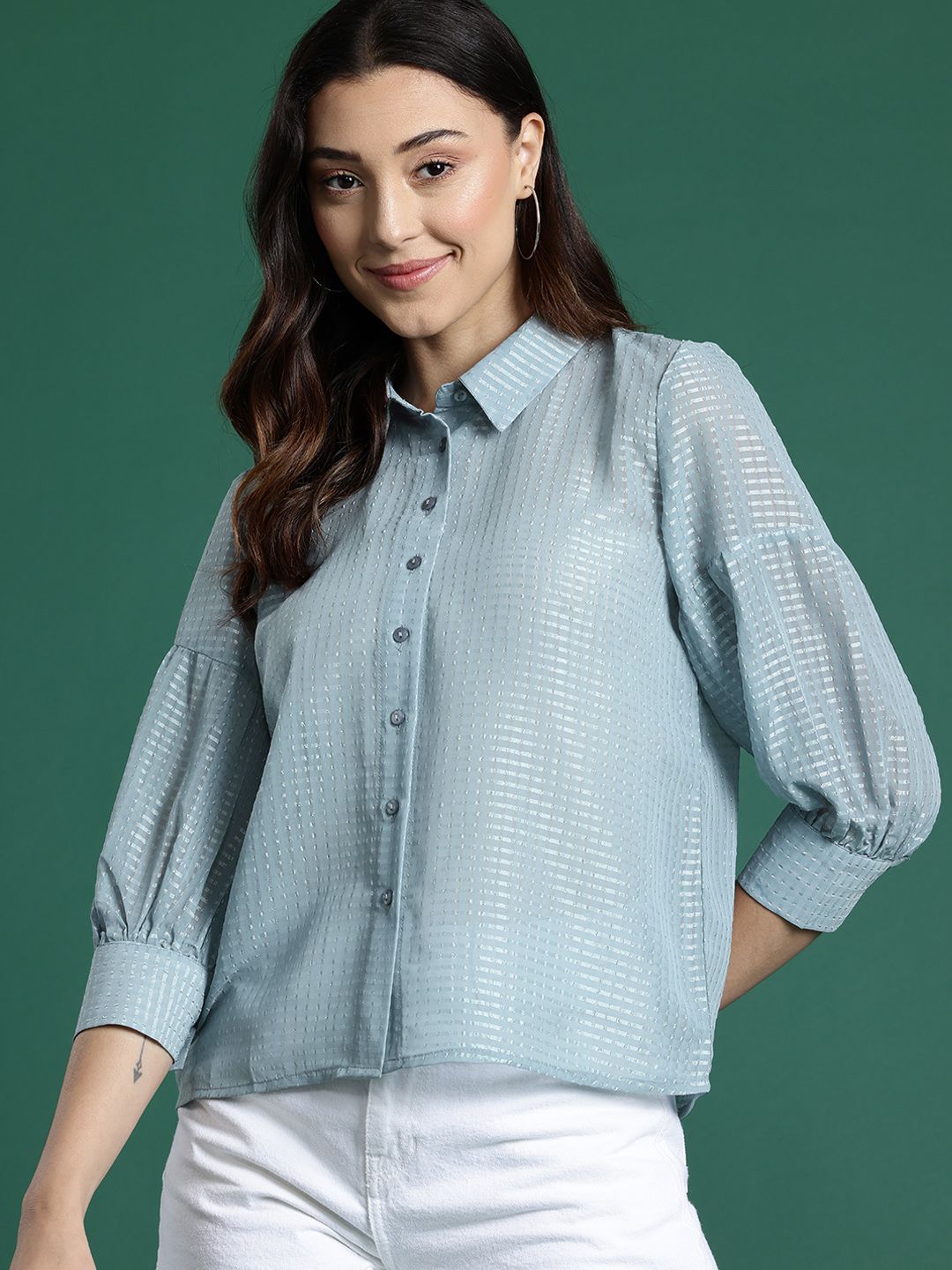 DressBerry Dobby Weave Self-Striped Casual Shirt