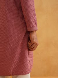 SOJANYA Floral Embroidered Mandarin Collar Thread Work Pure Cotton Kurta with Churidar