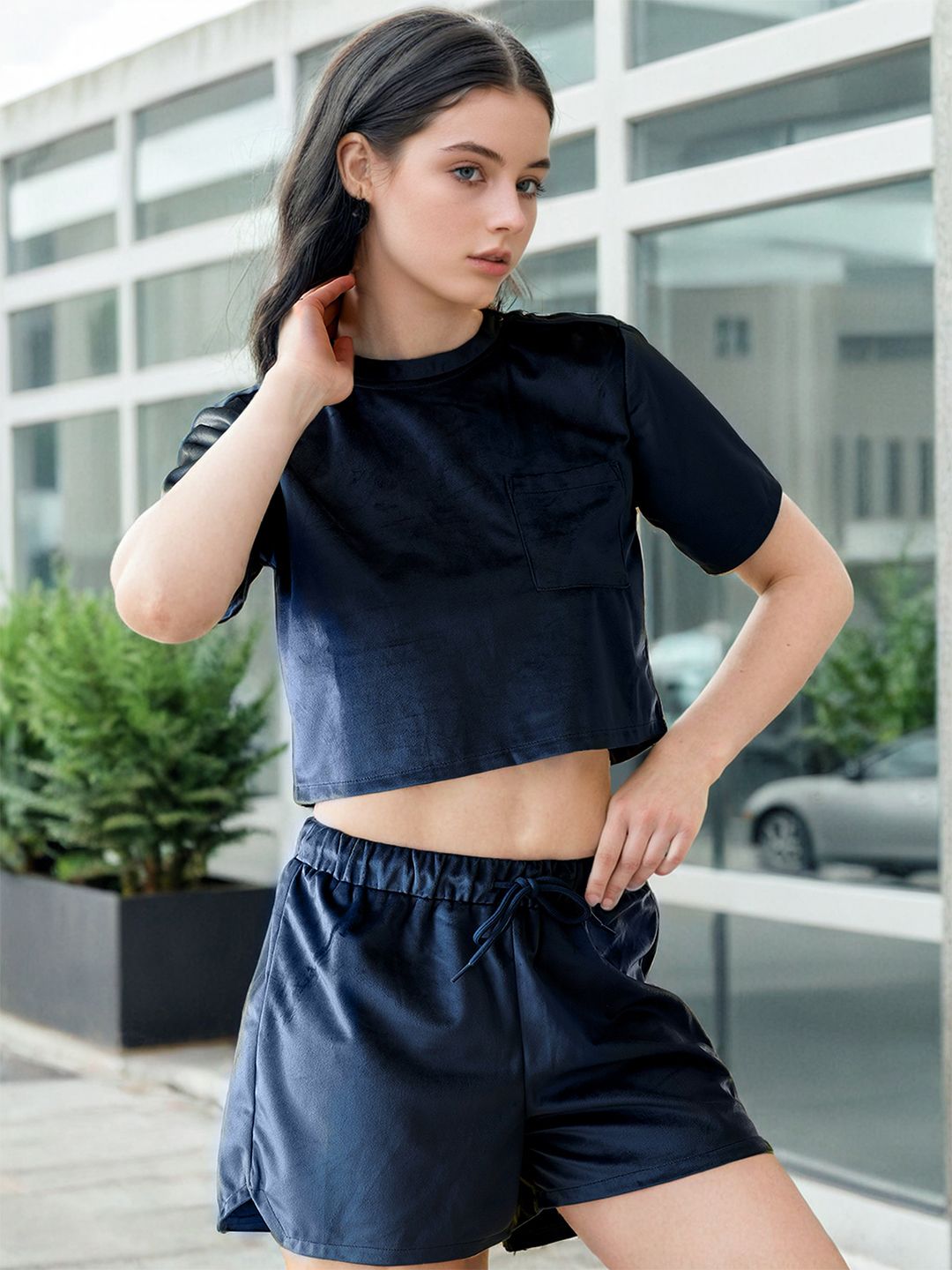 Freehand by The Indian Garage Co Crop Top With Shorts Co-Ords