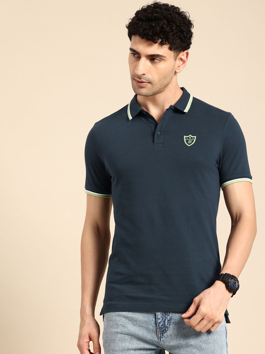 Being Human Polo Collar Pure Cotton T-shirt