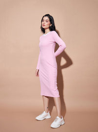 SASSAFRAS BASICS Ribbed Round Neck Bodycon Dress