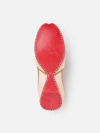 House of Pataudi Women Floral Embellished Leather Mojaris