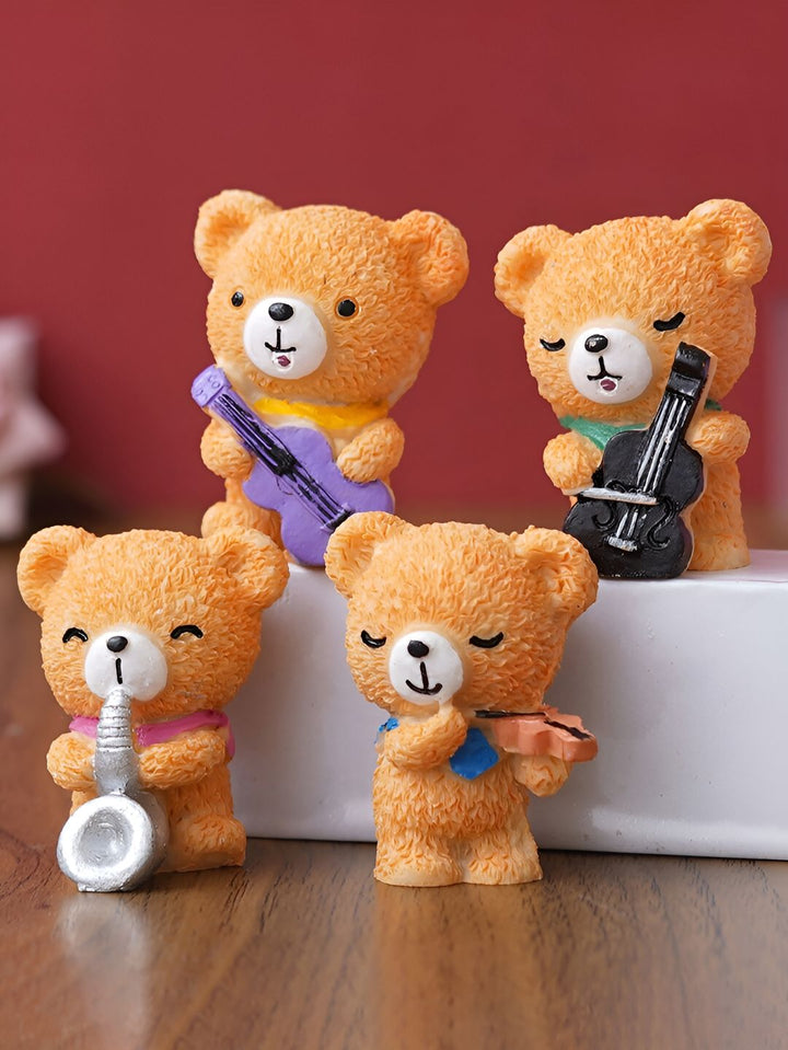 ecraftindia coklat 4 pcs teddy comel beruang bermain alat muzik hiasan muzik