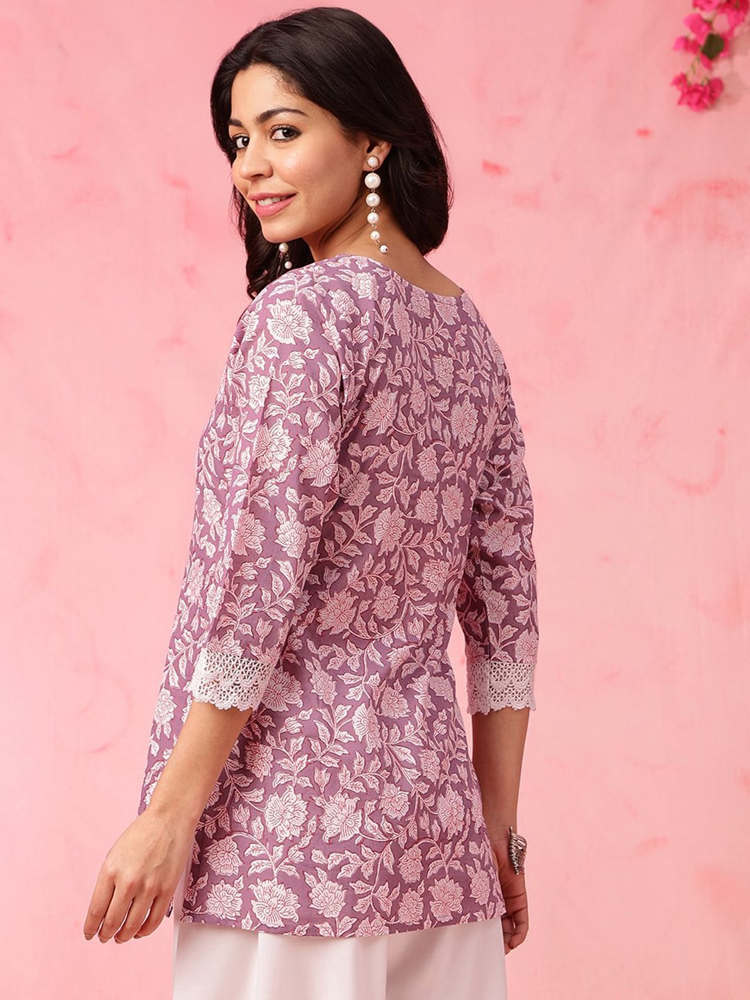 Anouk Ethnic Motifs Printed Pure Cotton Straight Short Kurti