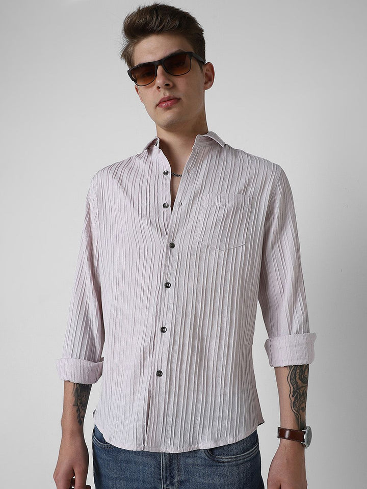 VASTRADO Men Classic Slim Fit Opaque Striped Casual Shirt