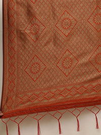 Saree mall Rust & Gold-Toned Silk Blend Banarasi Sarees