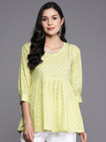 Libas Geometric Printed V-Neck Gotta Patti Pure Cotton Empire Kurti