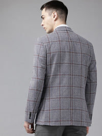 Park Avenue Checked Notched Lapel Single-Breasted Formal Blazer