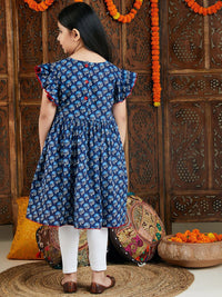 VASTRAMAY Girls Floral Printed Anarkali Pure Cotton Kurta
