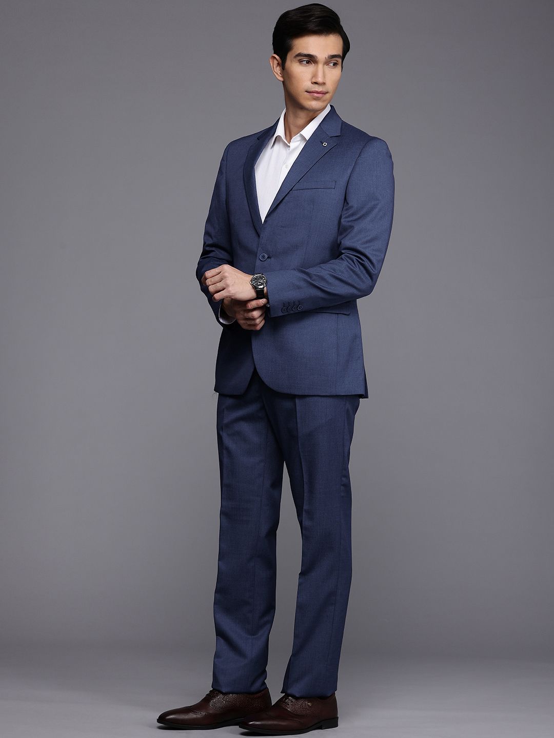 Raymond Self Design Notched Lapel Single-Breasted Formal 2 Piece Suits