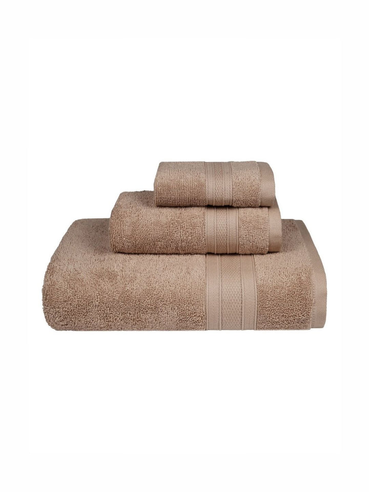 MYTRIDENT Soft Comfort Brown 3 Pieces Pure Cotton 500 GSM Towel Set
