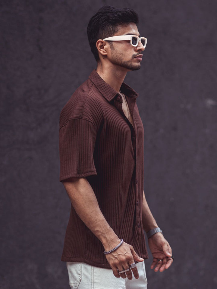 Powerlook Men Brown Opaque Casual Shirt