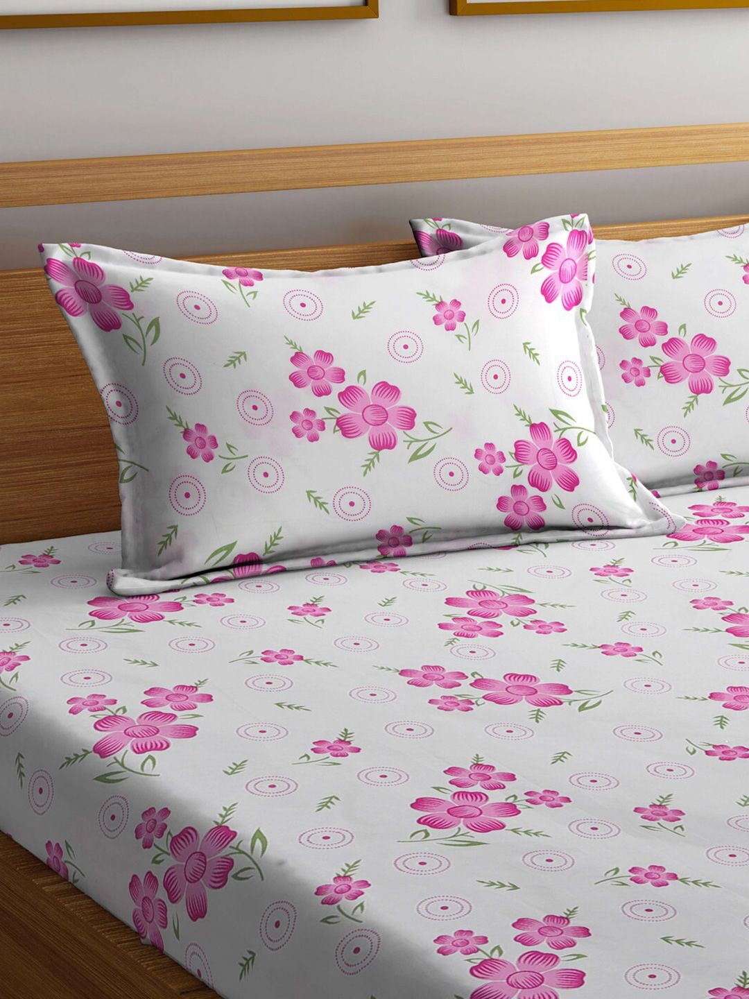 KLOTTHE Kelabu Kapas Bunga 300 TC Dilengkapi Cadar King Halus dengan 2 Sarung Bantal-250 x 225 cm