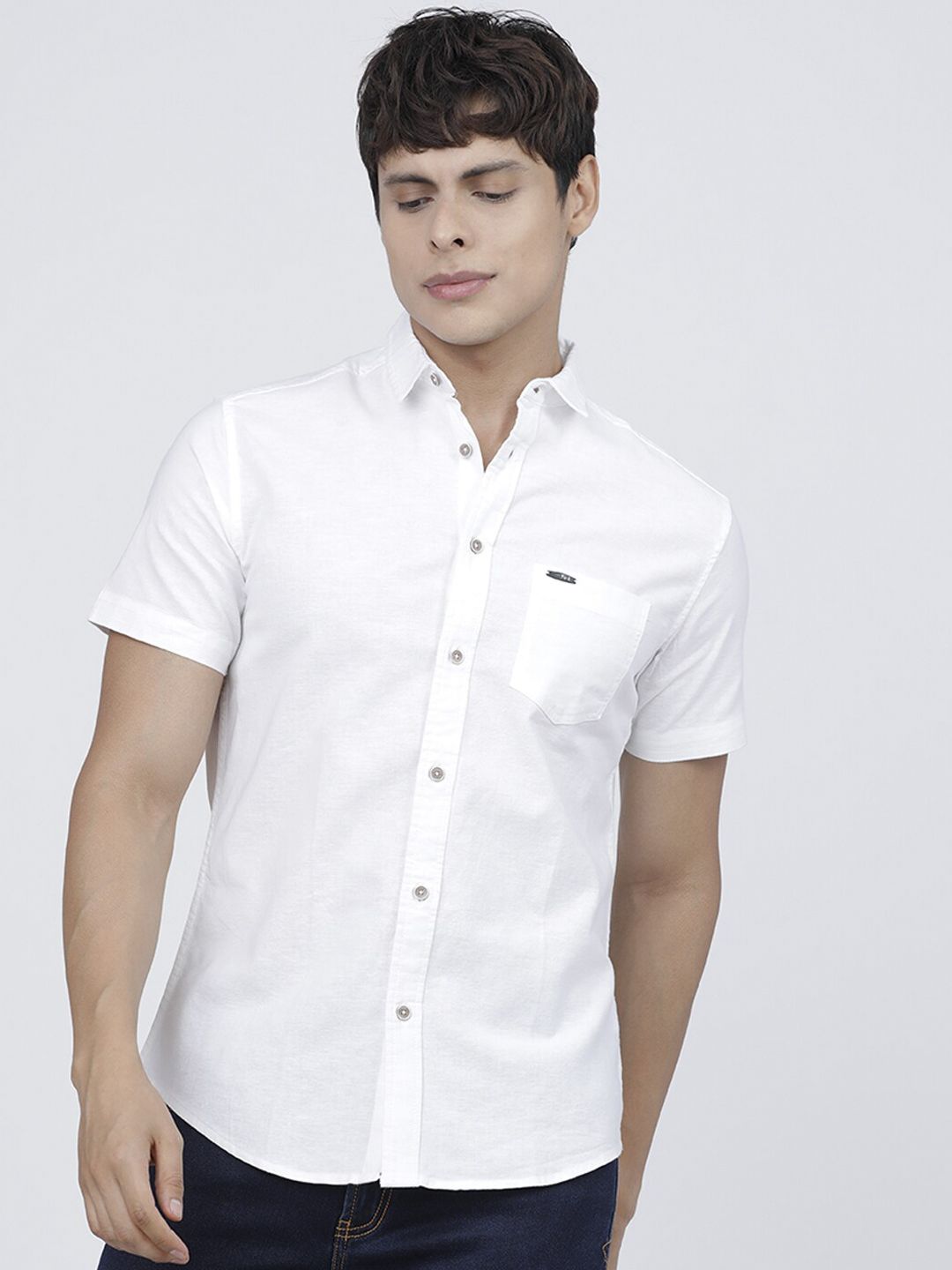 The Indian Garage Co Solid Pure Cotton Casual Shirt