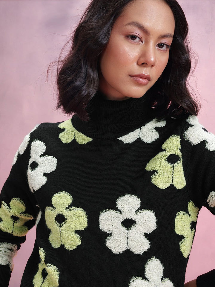DressBerry Floral Turtle Neck Pullover