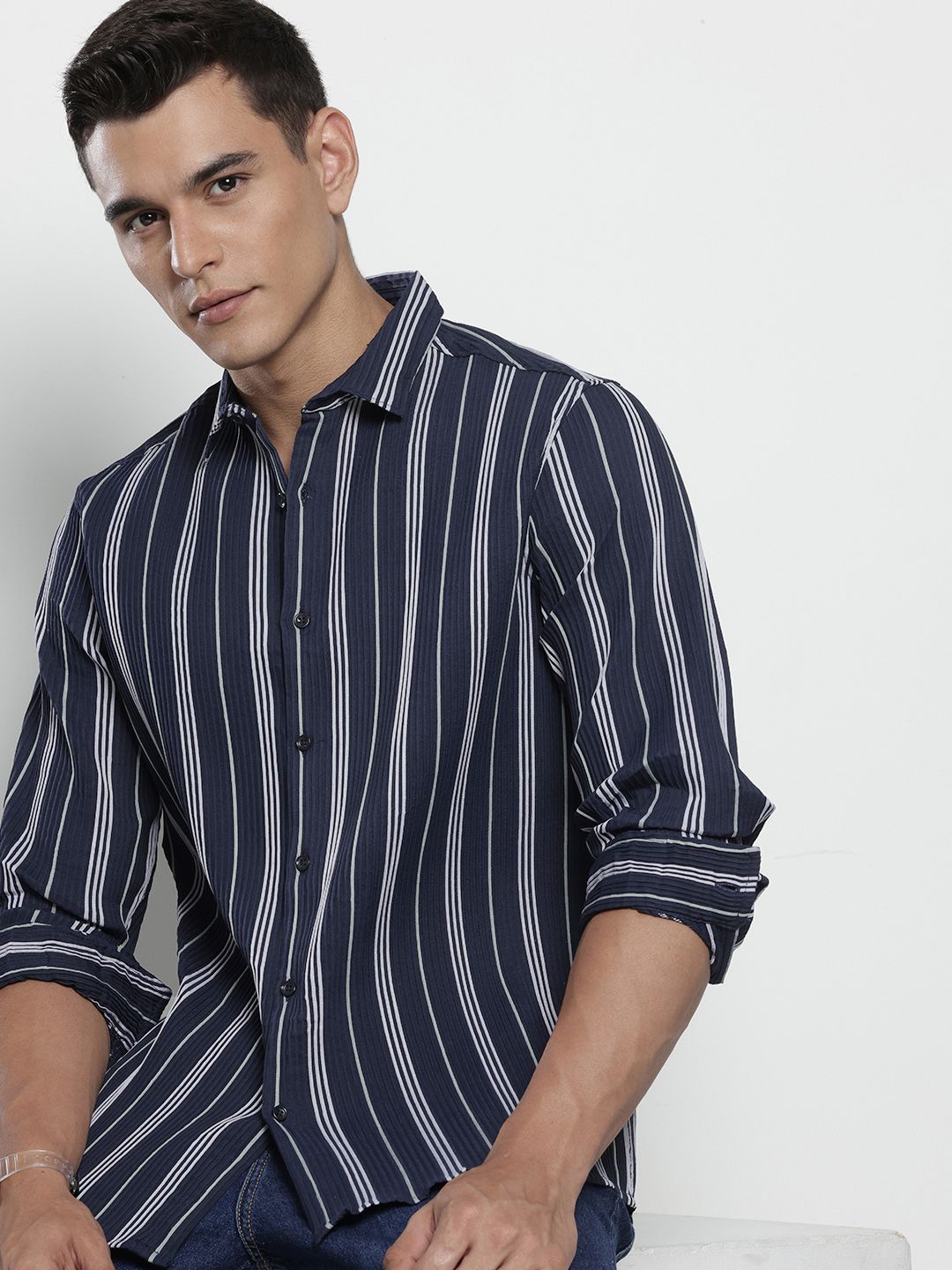 The Indian Garage Co Striped Pure Cotton Casual Shirt