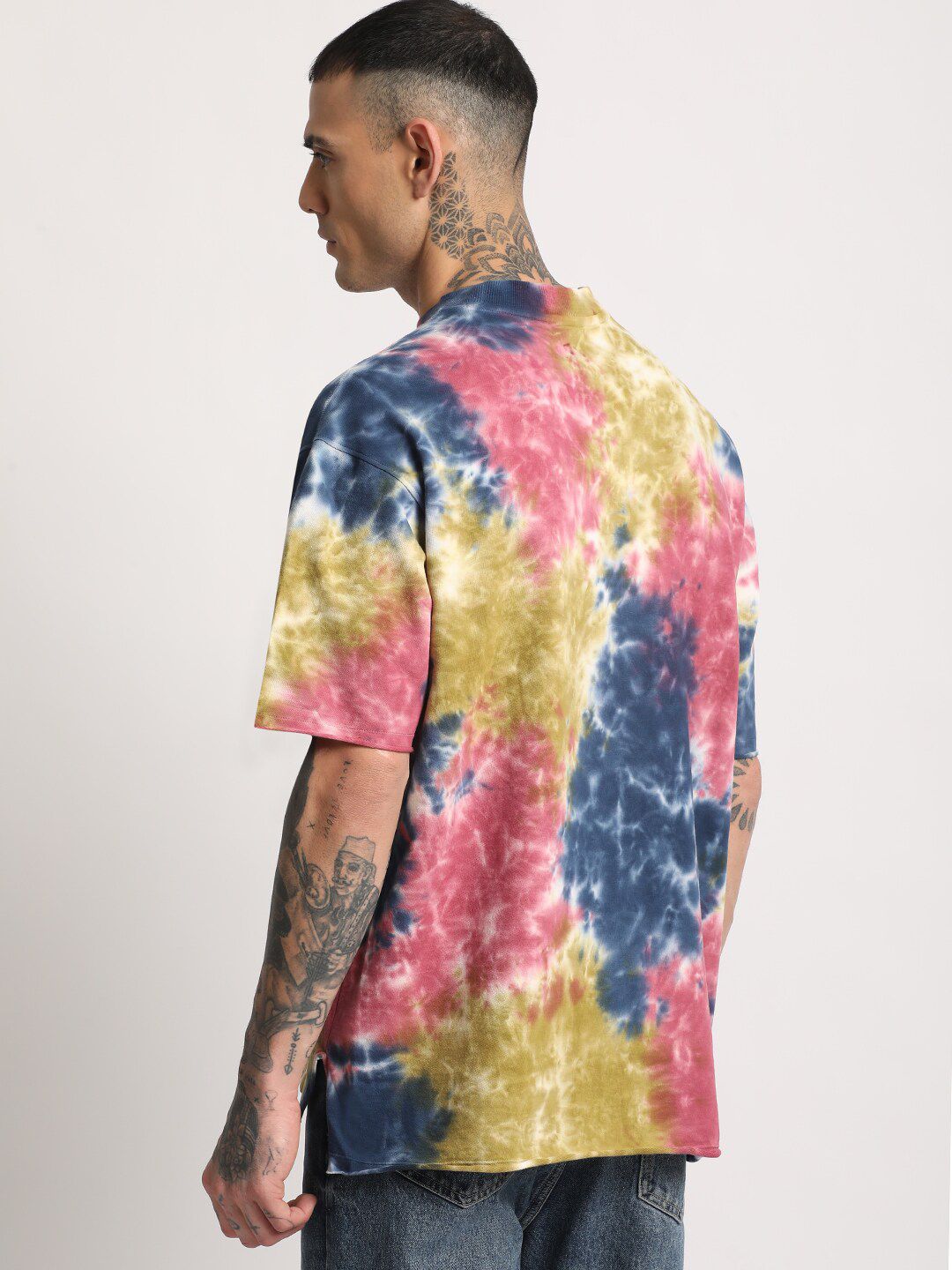 THE BEAR HOUSE Men Tie & Dye Loose Fit Cotton T-Shirt