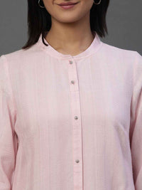 AURELIA Geometric Woven Design Mandarin Collar Straight Kurti