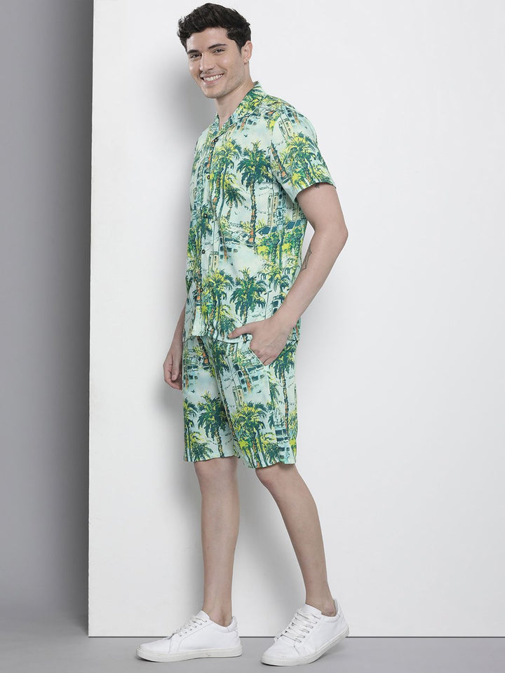The Indian Garage Co Men Tropical Printed Short with Shirt