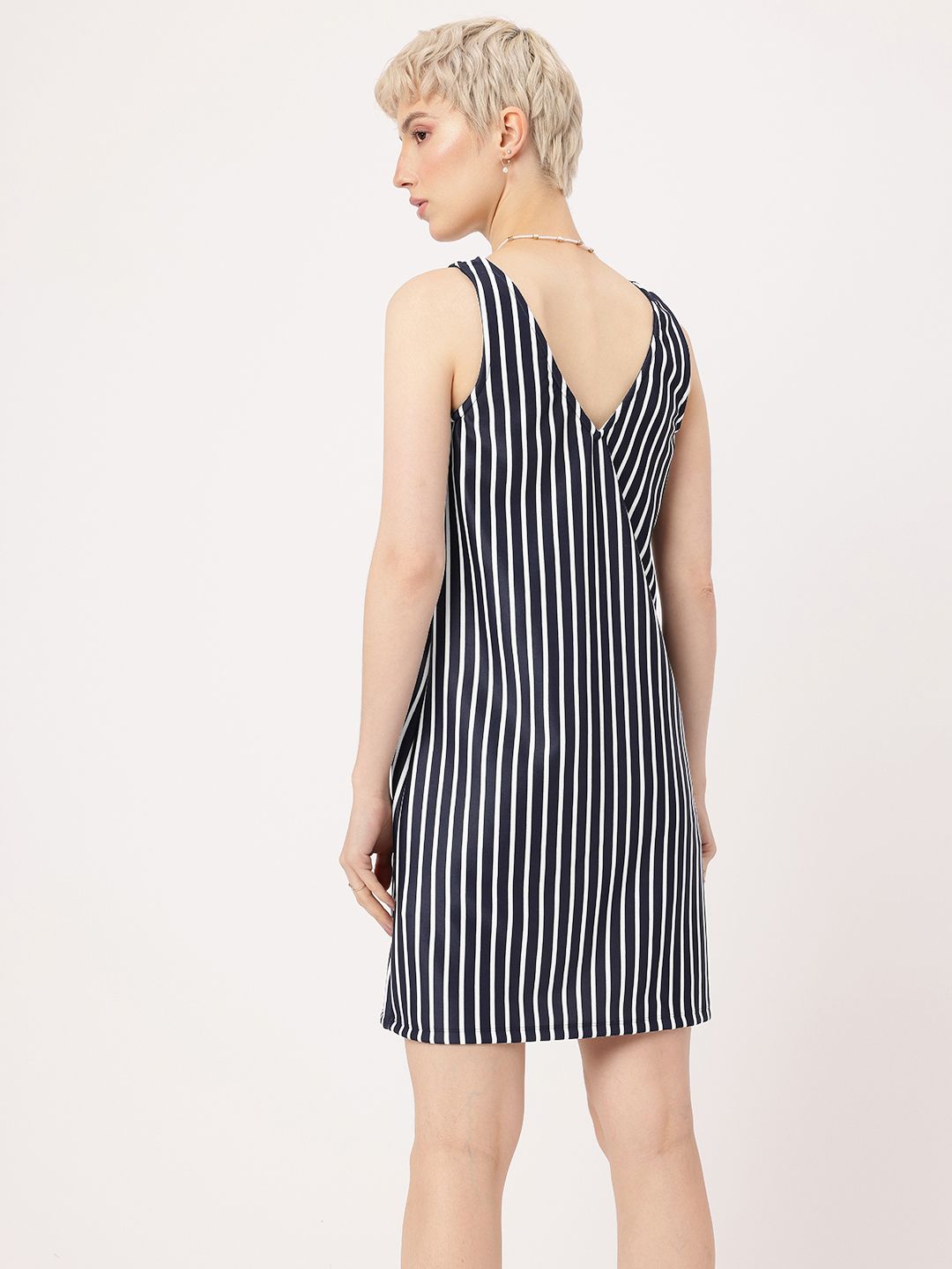 DressBerry Playful Rebel Plunge Neck Striped Sheath Dress