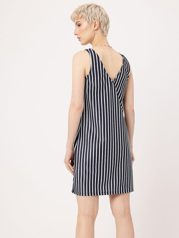 DressBerry Playful Rebel Plunge Neck Striped Sheath Dress