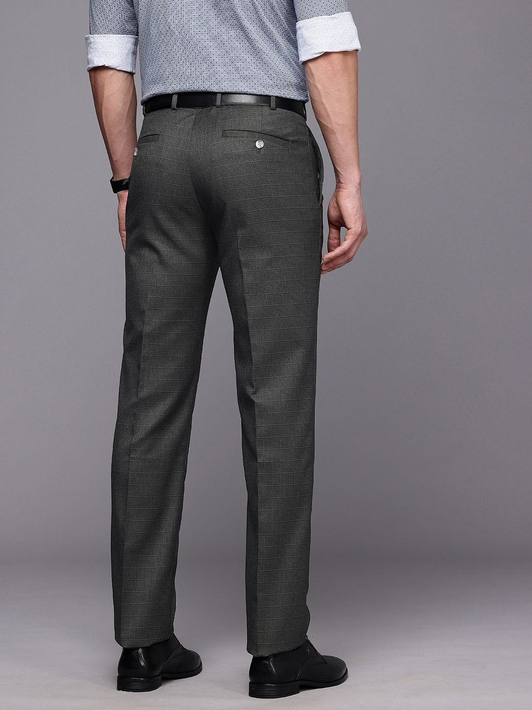 Raymond Men Checked Slim Fit Formal Trousers