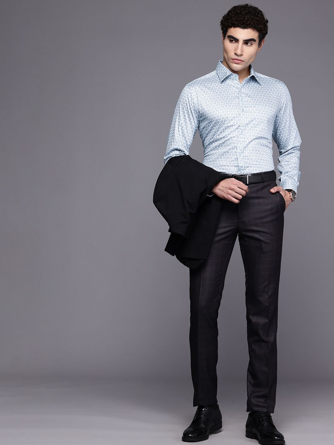 Raymond Pure Cotton Slim Fit Geometric Printed Formal Shirt